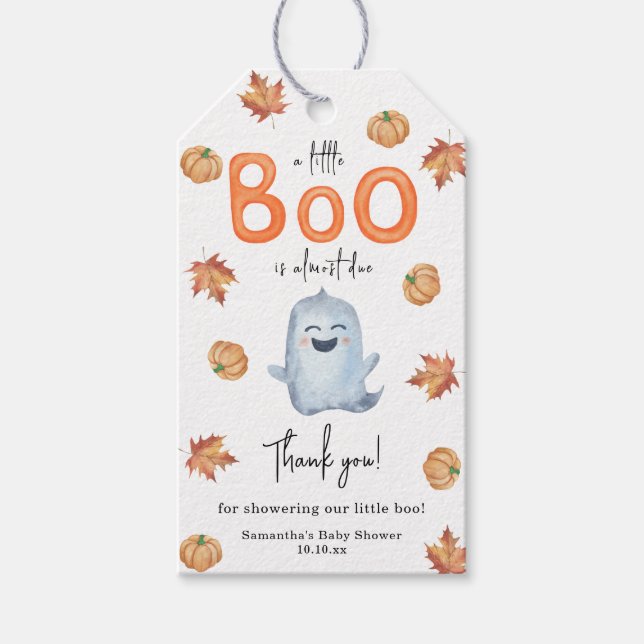Étiquettes-cadeau Merci de Baby shower fantôme mignon (Devant)