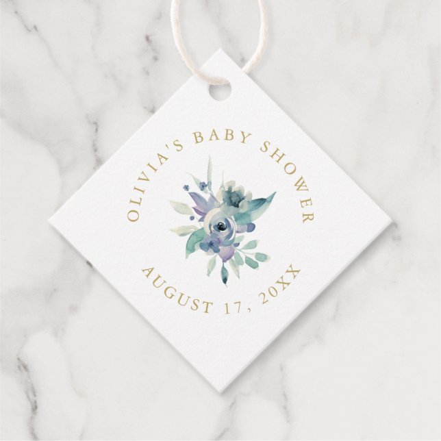 Étiquettes Cadeau Merci de Baby shower Floral de luxe (Devant)