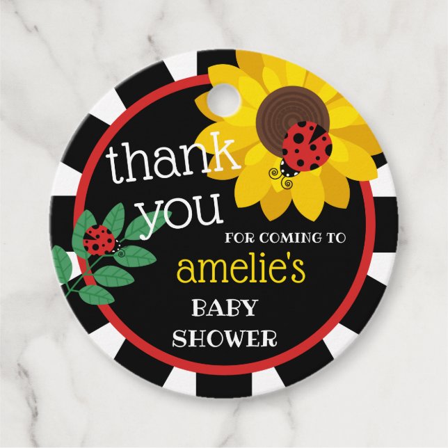 Étiquettes Cadeau Merci de Baby shower Ladybug mignon (Devant)