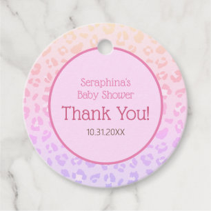 Étiquettes Cadeau Merci de Baby shower Leopard Girl Rainbow