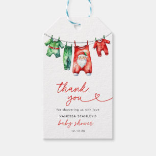Étiquettes-cadeau Merci de Baby shower Père Noël Red Christmas