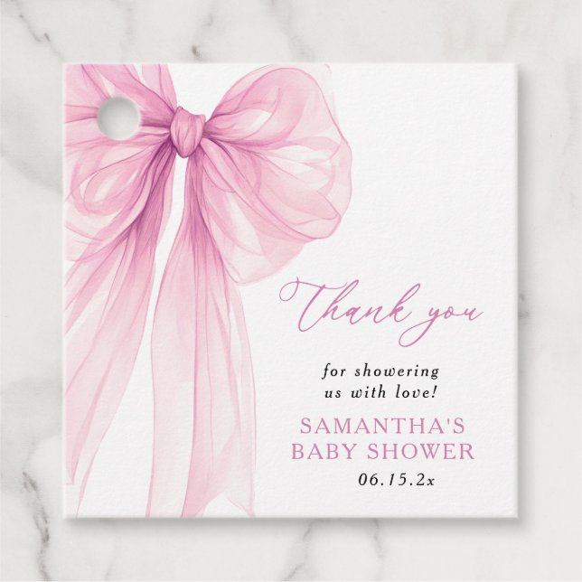 Étiquettes Cadeau Merci de Baby shower rose moderne (Devant)