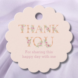 Étiquettes Cadeau Merci de Baby shower Rose rose pâle