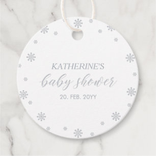 Étiquettes Cadeau Merci de Baby shower Silver Winter Wonderland