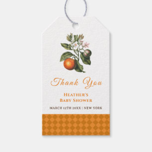 Étiquettes-cadeau Merci de Baby shower vintage Orange En vichy