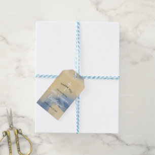 Étiquettes-cadeau Merci de baptême de garçon d'aquarelle de bleu e