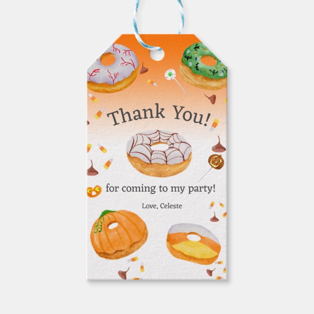 Étiquettes-cadeau Merci de bonbon d'Halloween à l'aquarelle (Devant)