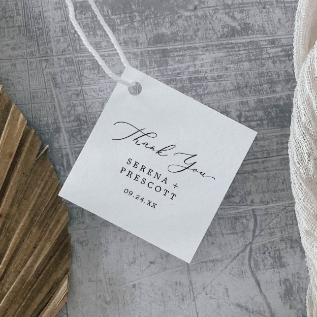 Étiquettes Cadeau Merci de calligraphie noir délicat (Créateur téléchargé)