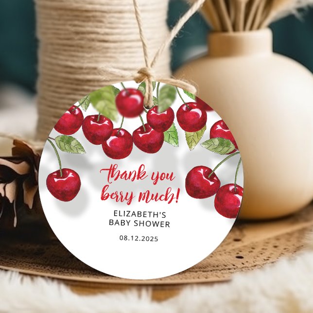 Étiquettes Cadeau Merci de cerise doux Berry Beaucoup de Baby shower (Créateur téléchargé)