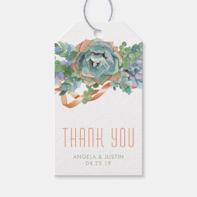 Étiquettes-cadeau Merci de cluster hydrocouleur Succulent (Devant)