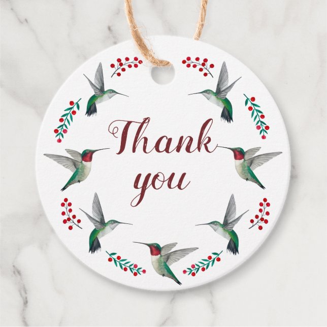 Étiquettes Cadeau Merci de colibri (Devant)