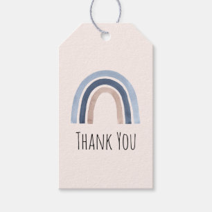 Étiquettes-cadeau Merci de conception de Boho bleu et arc-en-ciel