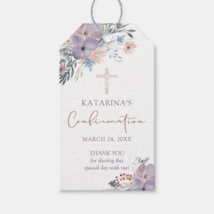 Étiquettes-cadeau Merci de croix Fleur sauvage d'aquarelle de confir