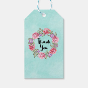 Étiquettes-cadeau Merci de de courroie d'aquarelle florale