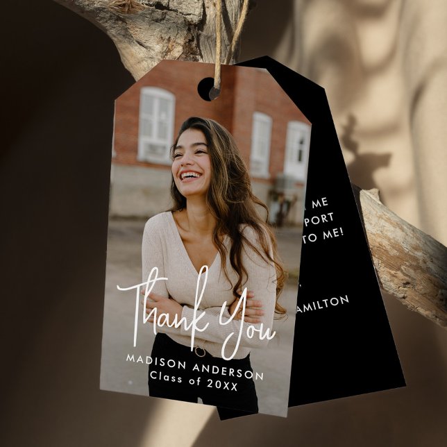 Étiquettes-cadeau Merci de diplôme de  photo de script manuscrit (Créateur téléchargé)