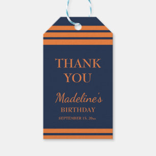 Étiquettes-cadeau Merci de fête d'anniversaire Bleu Orange Navy