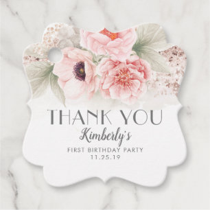 Étiquettes Cadeau Merci de fête d'anniversaire rose pâle
