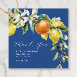 Étiquettes Cadeau Merci de Fête des mariées bleu Boho Citrus