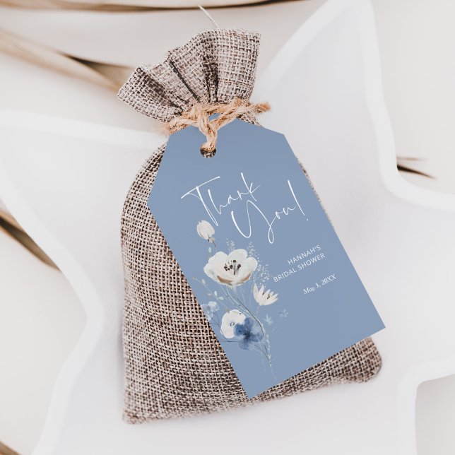 Étiquettes-cadeau Merci de Fête des mariées bleu poussiéreux (Créateur téléchargé)