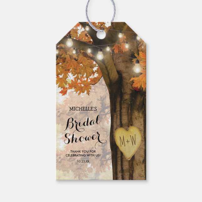Étiquettes-cadeau Merci de Fête des mariées de automne rustique (Devant)