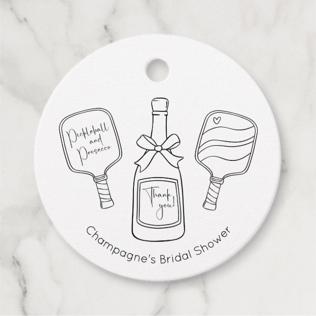 Étiquettes Cadeau Merci de Fête des mariées de Pickleball Prosecco (Devant)