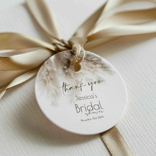 Étiquettes Cadeau Merci de Fête des mariées en laiton Boho Fluffy Pa