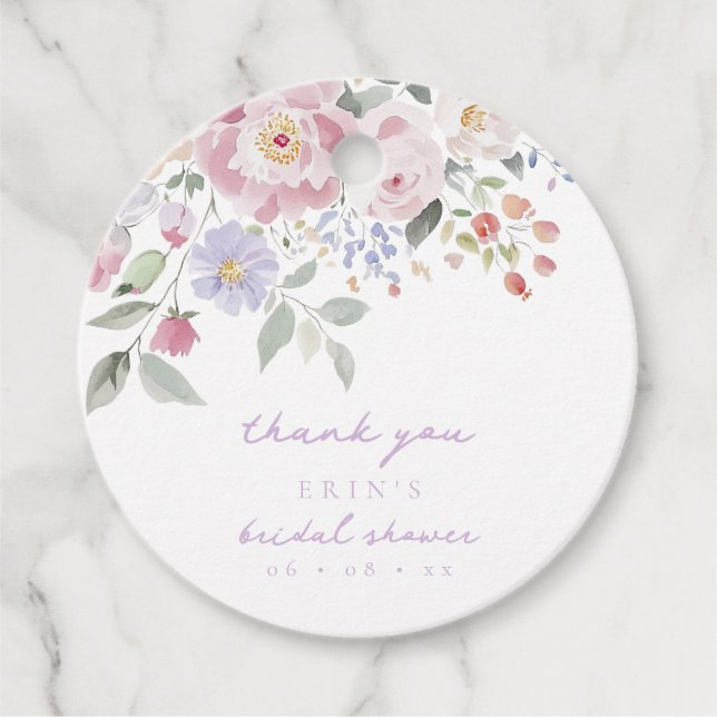 Étiquettes Cadeau Merci de Fête des mariées Florale Pastel Spring (Devant)