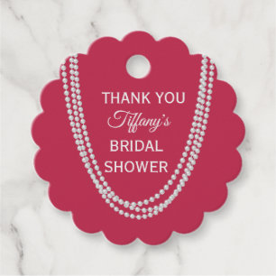 Étiquettes Cadeau Merci de Fête des mariées Magenta et Perles