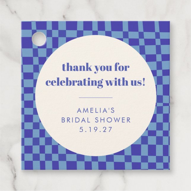 Étiquettes Cadeau Merci de Fête des mariées personnalisé bleu tablea (Devant)