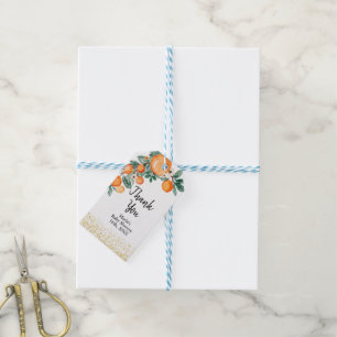 Étiquettes-cadeau Merci de Fête des mariées principal orange