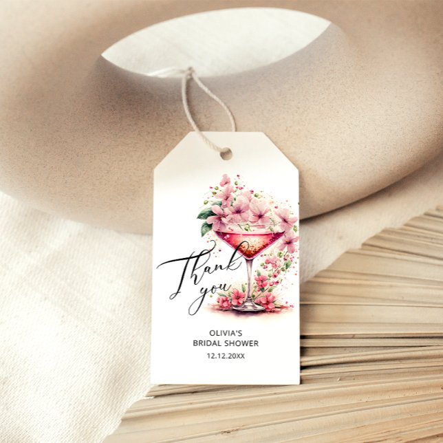 Étiquettes-cadeau Merci de Fête des mariées rose (Créateur téléchargé)