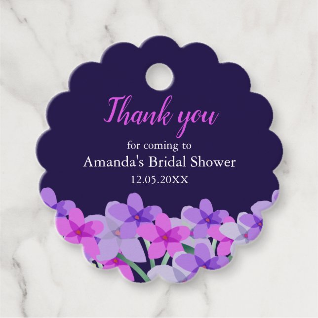 Étiquettes Cadeau Merci de Fête des mariées rose violet (Devant)