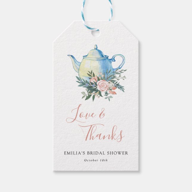 Étiquettes-cadeau Merci de Fête des mariées Tea Party (Devant)