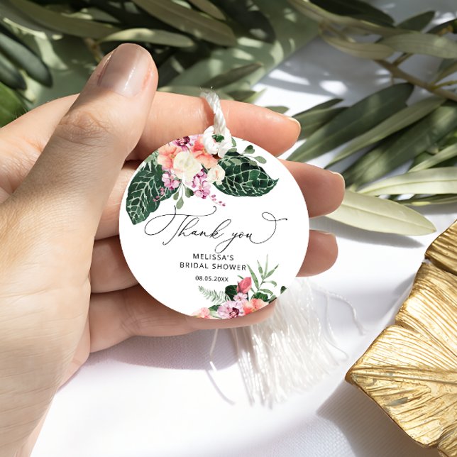 Étiquettes Cadeau Merci de Fête des mariées tropicale (Créateur téléchargé)