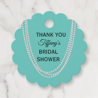 Étiquettes Cadeau Merci de Fête des mariées Turquoise et Perles