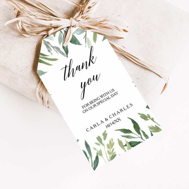 Étiquettes-cadeau Merci de feuillage végétal moderne (Créateur téléchargé)