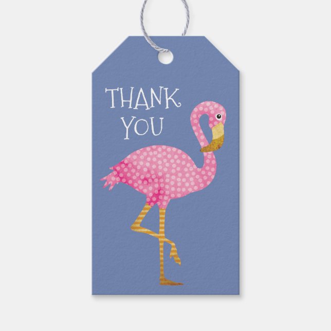 Étiquettes-cadeau Merci de Flamant rose rose et violet (Devant)