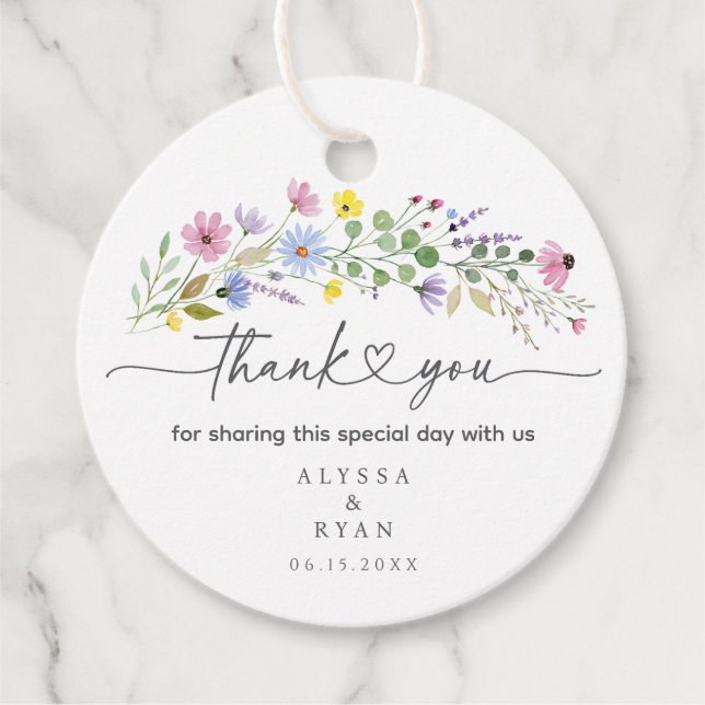 Étiquettes Cadeau Merci de Fleur sauvage de jardin boho romantique (Devant)