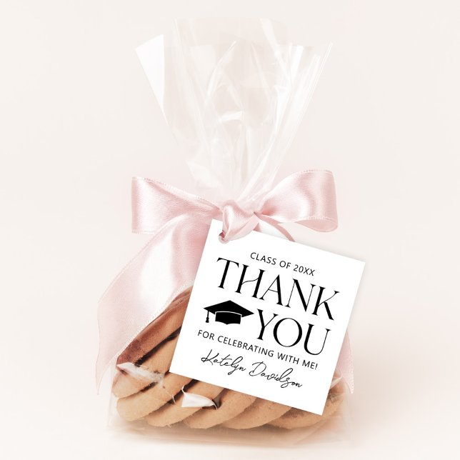 Étiquettes Cadeau Merci de graduation de la série noire moderne (Créateur téléchargé)