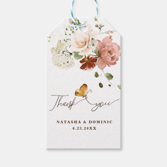 Étiquettes-cadeau Merci de jardin Fleur sauvage d'aquarelle magique (Devant)