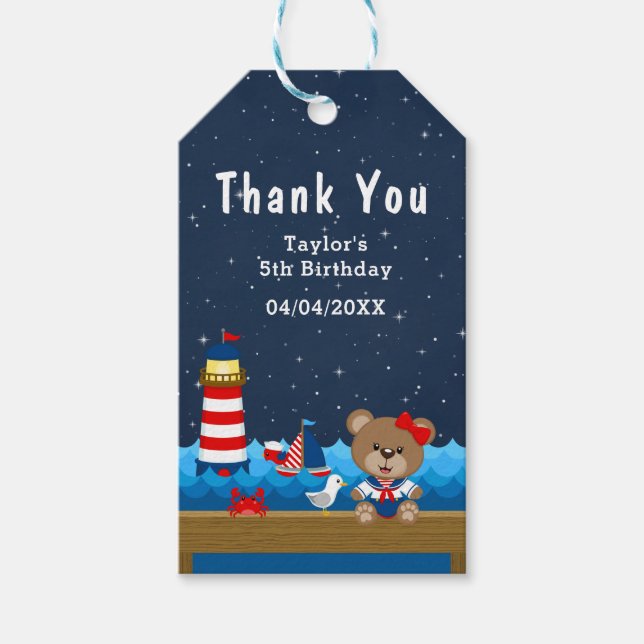 Étiquettes-cadeau Merci de la fête d'anniversaire rouge de la fille  (Devant)