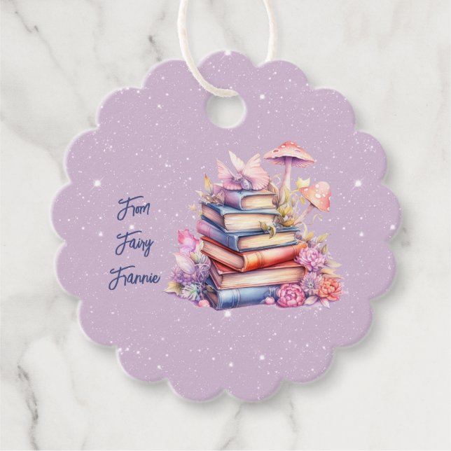 Étiquettes Cadeau Merci de la fête du livre de fée violette (Devant)