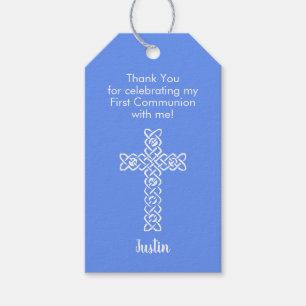 Étiquettes-cadeau Merci de la première communion Favor Cornflower Bl