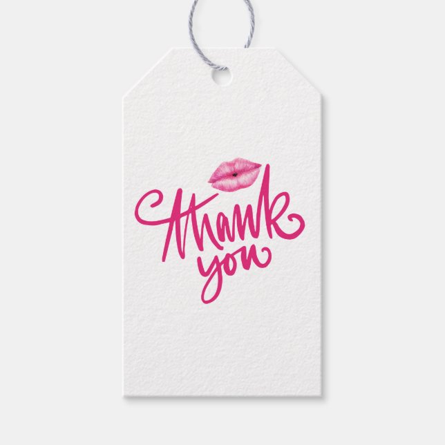 Étiquettes-cadeau Merci de lèvres à main (Devant)