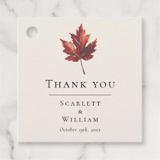 Étiquettes Cadeau Merci de Mariage à feuilles de chute minimes