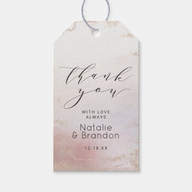 Étiquettes-cadeau Merci de Mariage à huile glacé rose Ombre (Devant)