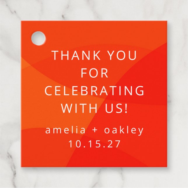 Étiquettes Cadeau Merci de mariage Abstrait Orange personnalisé (Devant)