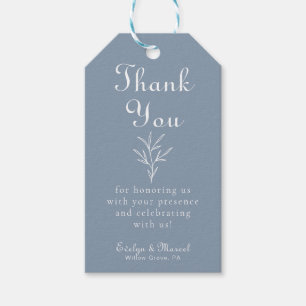 Étiquettes-cadeau Merci de Mariage bleu Dusty minimum officiel
