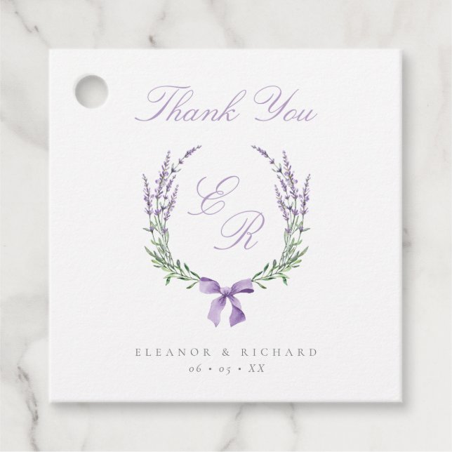 Étiquettes Cadeau Merci de Mariage de courroie et de monogramme de l (Devant)