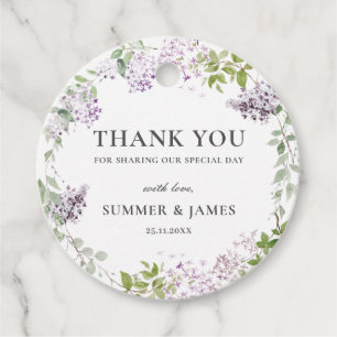 Étiquettes Cadeau Merci de Mariage de Lilac pourpre à carreaux soupl